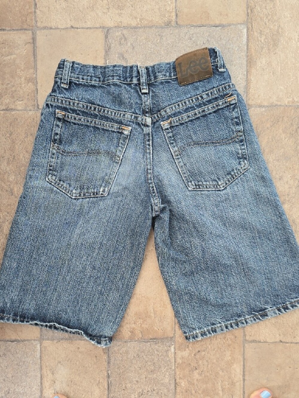 Lee Dark Blue Denim Shorts with Branded Button - Picture 5 of 14